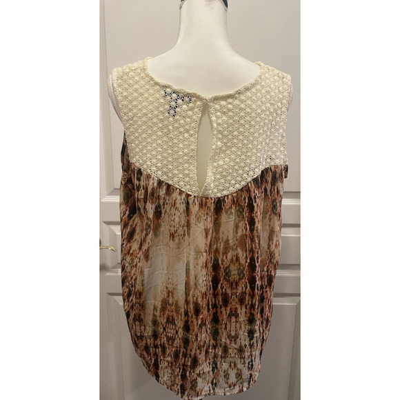 Sheer Crochet Top Sleeveless Shirt‎ Tank Large Flowy Fairy boho peasant western - Picture 2 of 8